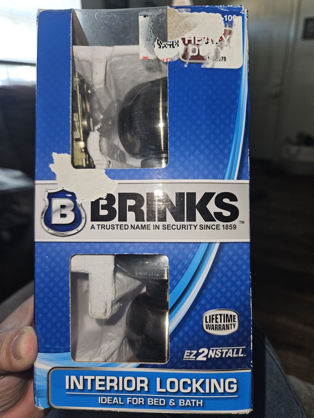 Brinks Interior Locking Door Knob - Black and Silver